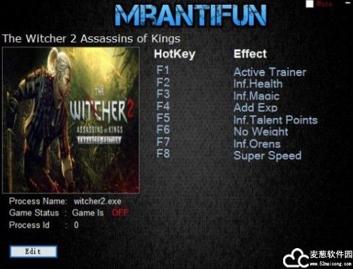 巫师2刺客之王修改器MrAntiFun版